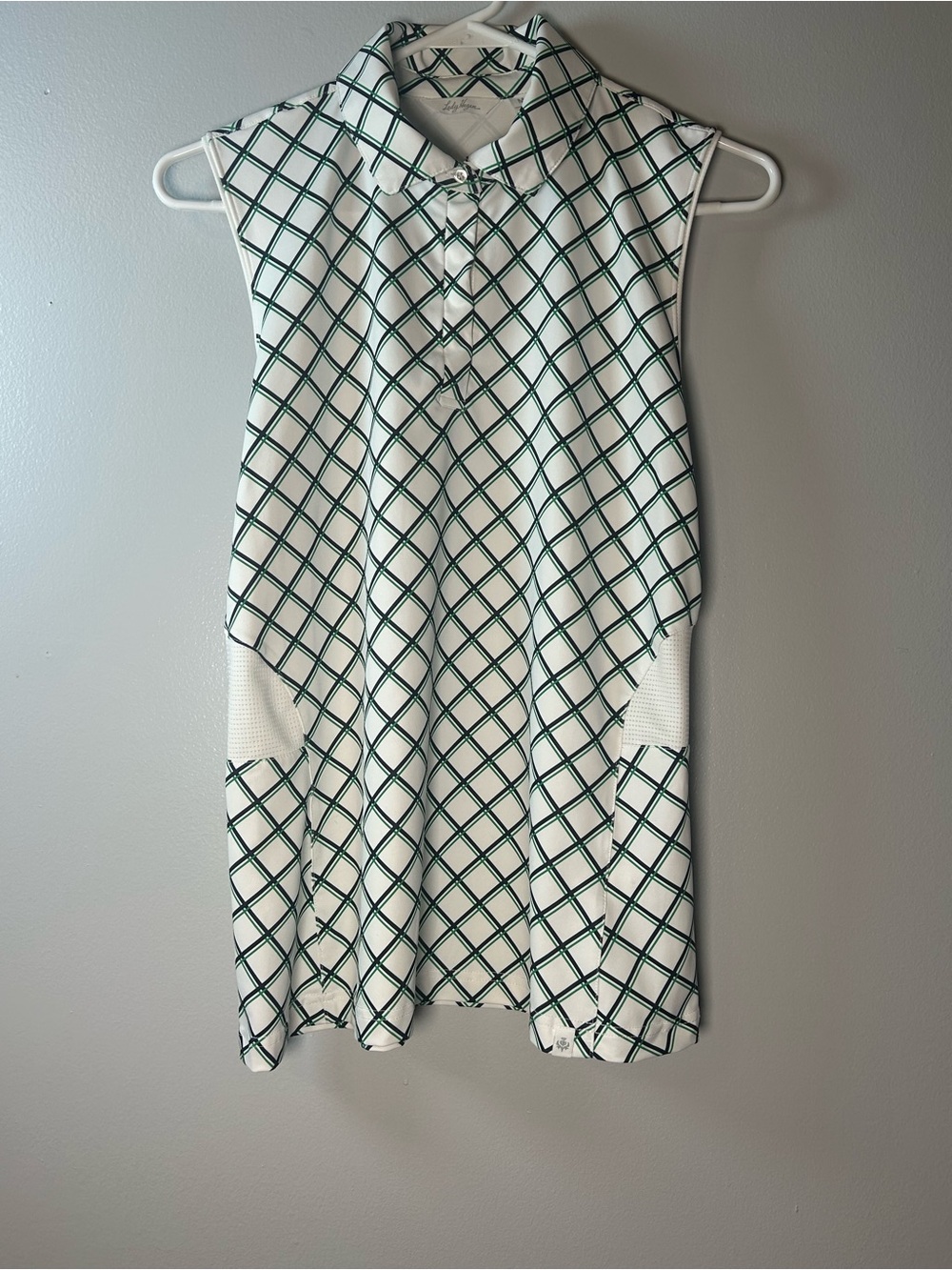 Lady Hagen Women's Sleeveless Golf Polo Collared M White Green Navy